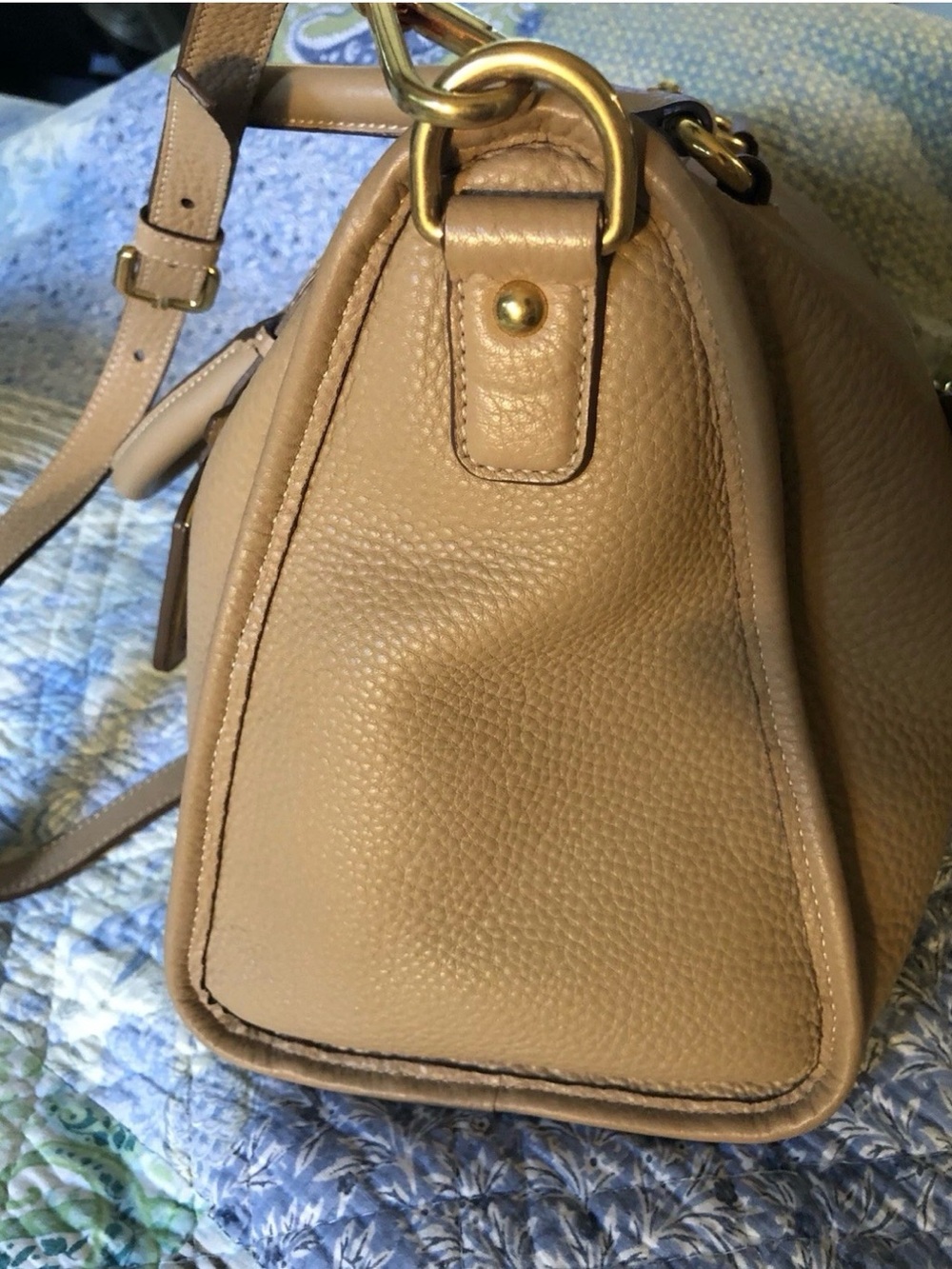 Prada Taupe Pebbled Leather Satchel with Gold Hardware - Picture 4 of 15